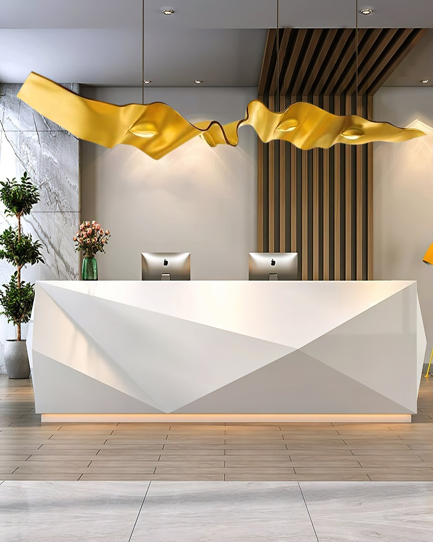 Luxury Gold Ribbon Crown LED Pendant Light Modern Hanging Chandelier Fixture