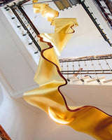 Luxury Gold Ribbon Crown LED Pendant Light Modern Hanging Chandelier Fixture