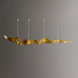 Luxury Gold Ribbon Crown LED Pendant Light Modern Hanging Chandelier Fixture