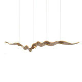 Luxury Gold Ribbon Crown LED Pendant Light Modern Hanging Chandelier Fixture