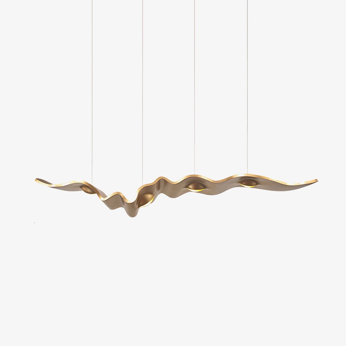 Luxury Gold Ribbon Crown LED Pendant Light Modern Hanging Chandelier Fixture