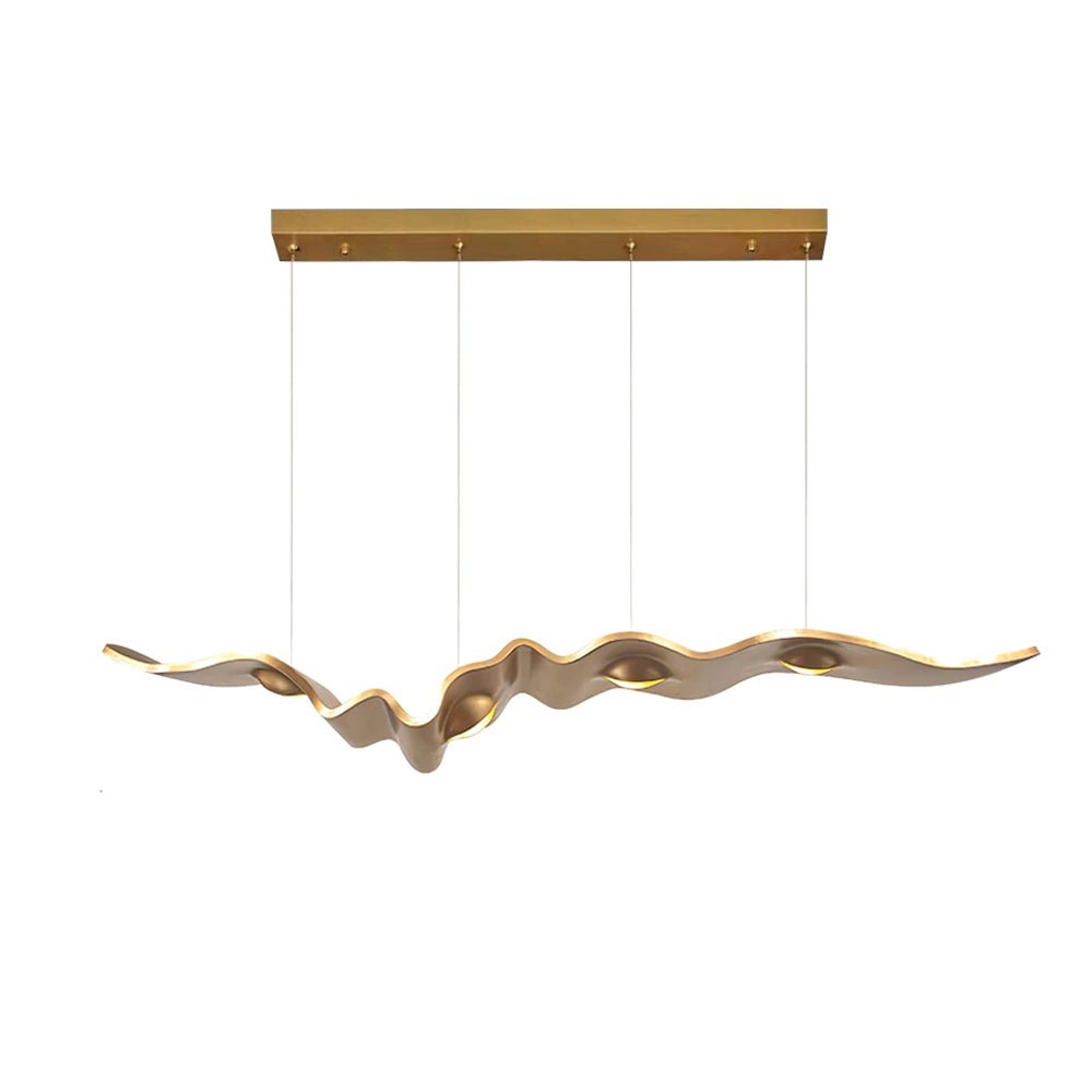 Luxury Gold Ribbon Crown LED Pendant Light Modern Hanging Chandelier Fixture