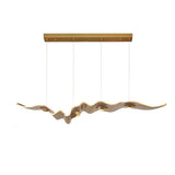 Luxury Gold Ribbon Crown LED Pendant Light Modern Hanging Chandelier Fixture