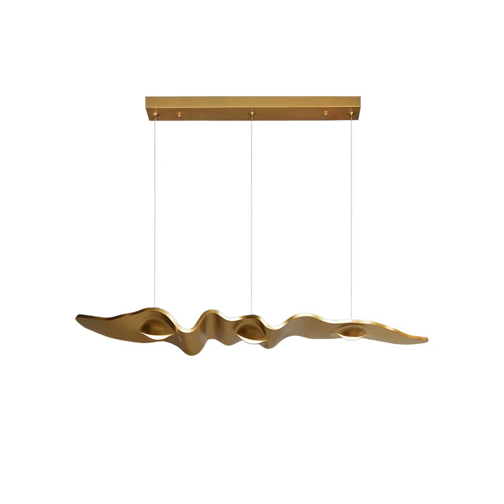 Luxury Gold Ribbon Crown LED Pendant Light Modern Hanging Chandelier Fixture