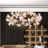 Luxury Handcrafted Ceramic Blossom Chandelier Brass Floral Pendant Ceiling Light Fixture