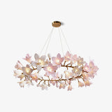 Luxury Handcrafted Ceramic Blossom Chandelier Brass Floral Pendant Ceiling Light Fixture