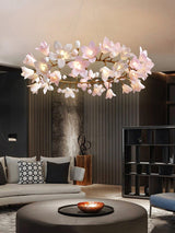 Luxury Handcrafted Ceramic Blossom Chandelier Brass Floral Pendant Ceiling Light Fixture
