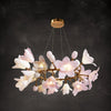 Luxury Handcrafted Ceramic Blossom Chandelier Brass Floral Pendant Ceiling Light Fixture
