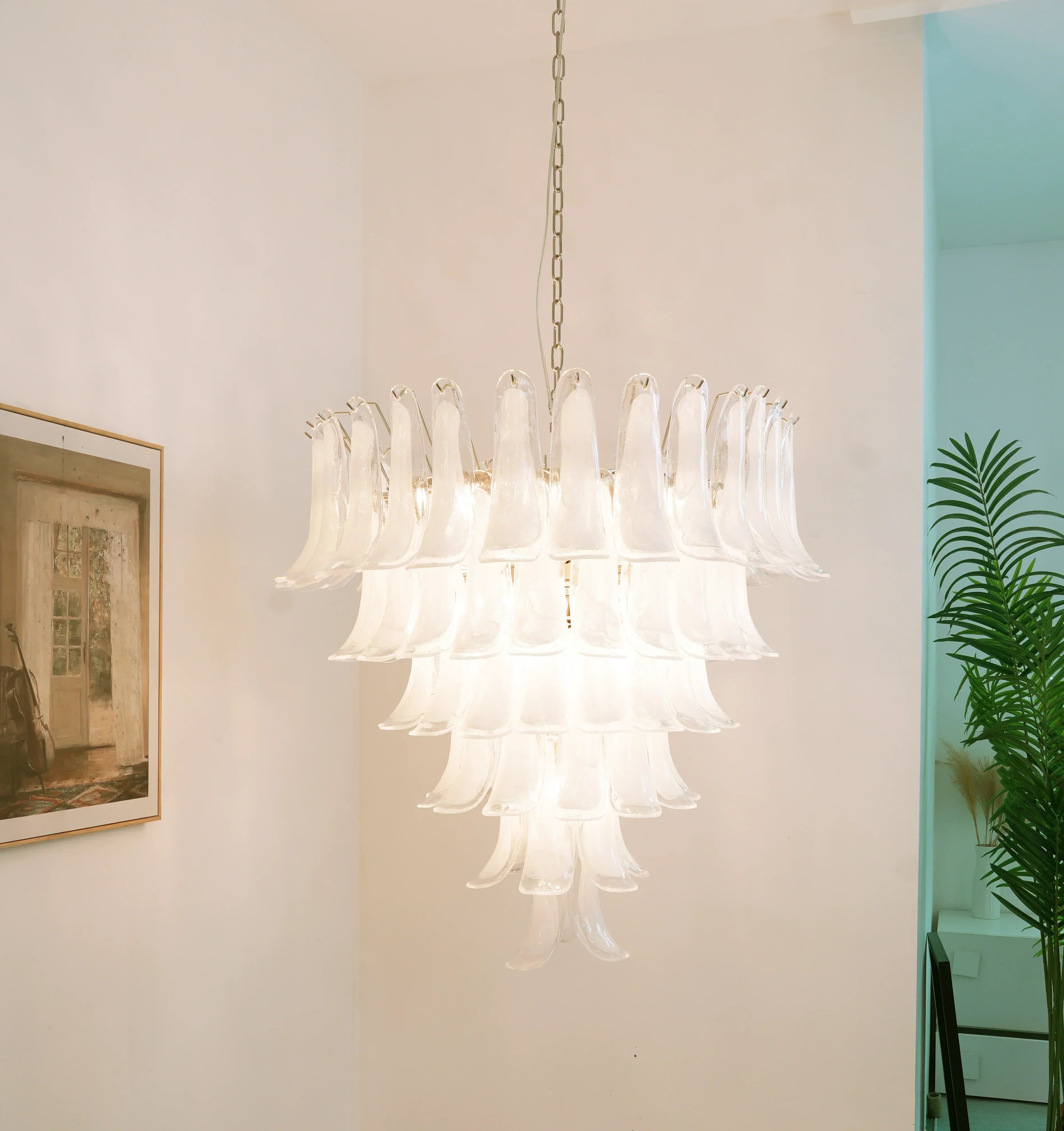 luxury-handcrafted-clear-glass-petal-chandelier-vintage-murano-style-hanging-light