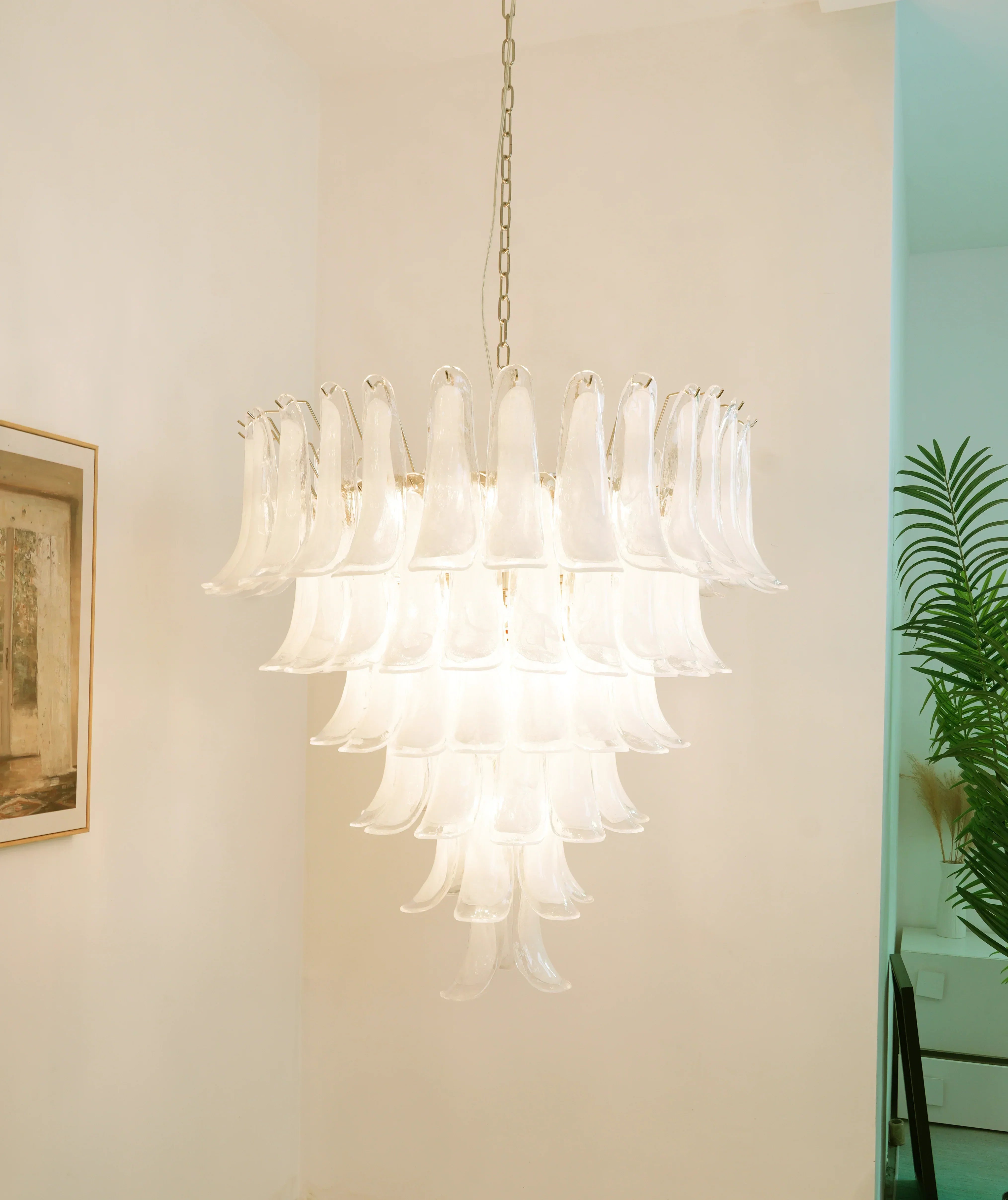 luxury-handcrafted-clear-glass-petal-chandelier-vintage-murano-style-hanging-light