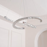 Luxury K9 Crystal Double C Ring Pendant Light Modern Silver Stainless Steel LED Chandelier Lighting