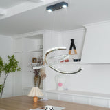 Luxury K9 Crystal Double C Ring Pendant Light Modern Silver Stainless Steel LED Chandelier Lighting