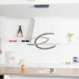Luxury K9 Crystal Double C Ring Pendant Light Modern Silver Stainless Steel LED Chandelier Lighting
