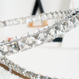 Luxury K9 Crystal Double C Ring Pendant Light Modern Silver Stainless Steel LED Chandelier Lighting