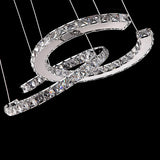 Luxury K9 Crystal Double C Ring Pendant Light Modern Silver Stainless Steel LED Chandelier Lighting