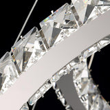 Luxury K9 Crystal Double C Ring Pendant Light Modern Silver Stainless Steel LED Chandelier Lighting