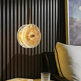 Luxury LED Crystal Glass Disc Pendant Light Modern Round Gold Hanging Lamp for Dining Room and Bedroom
