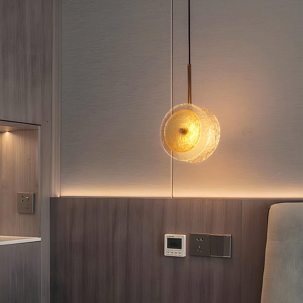 Luxury LED Crystal Glass Disc Pendant Light Modern Round Gold Hanging Lamp for Dining Room and Bedroom