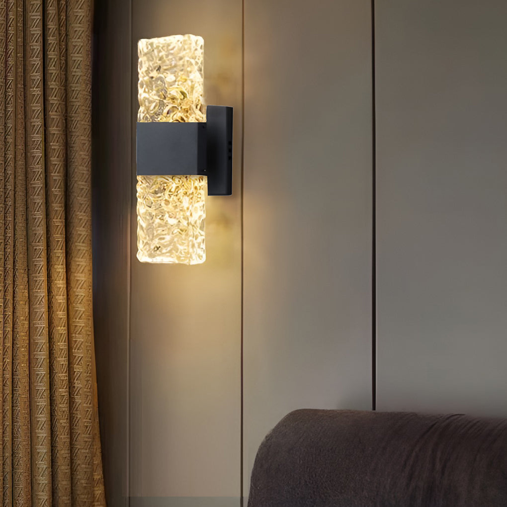 Luxury LED Crystal Wall Sconce Modern Water Ripple Glass Lighting for Living Room and Hallway