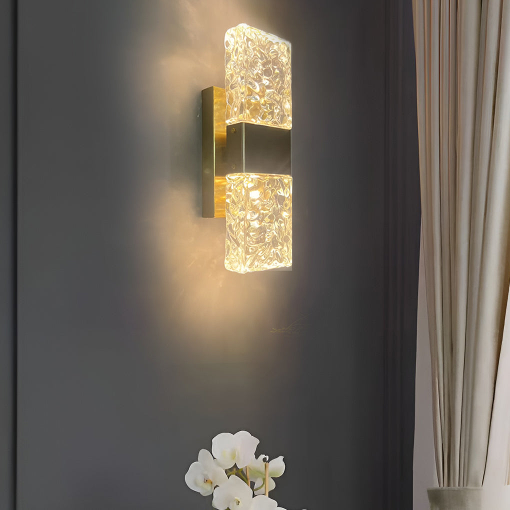Luxury LED Crystal Wall Sconce Modern Water Ripple Glass Lighting for Living Room and Hallway