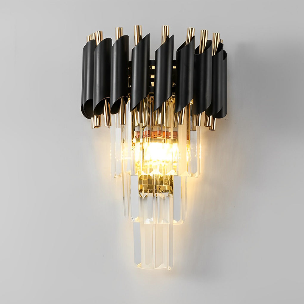 Luxury Modern Crystal Wall Sconce Gold and Black Hardware LED Light Fixture for Bedroom