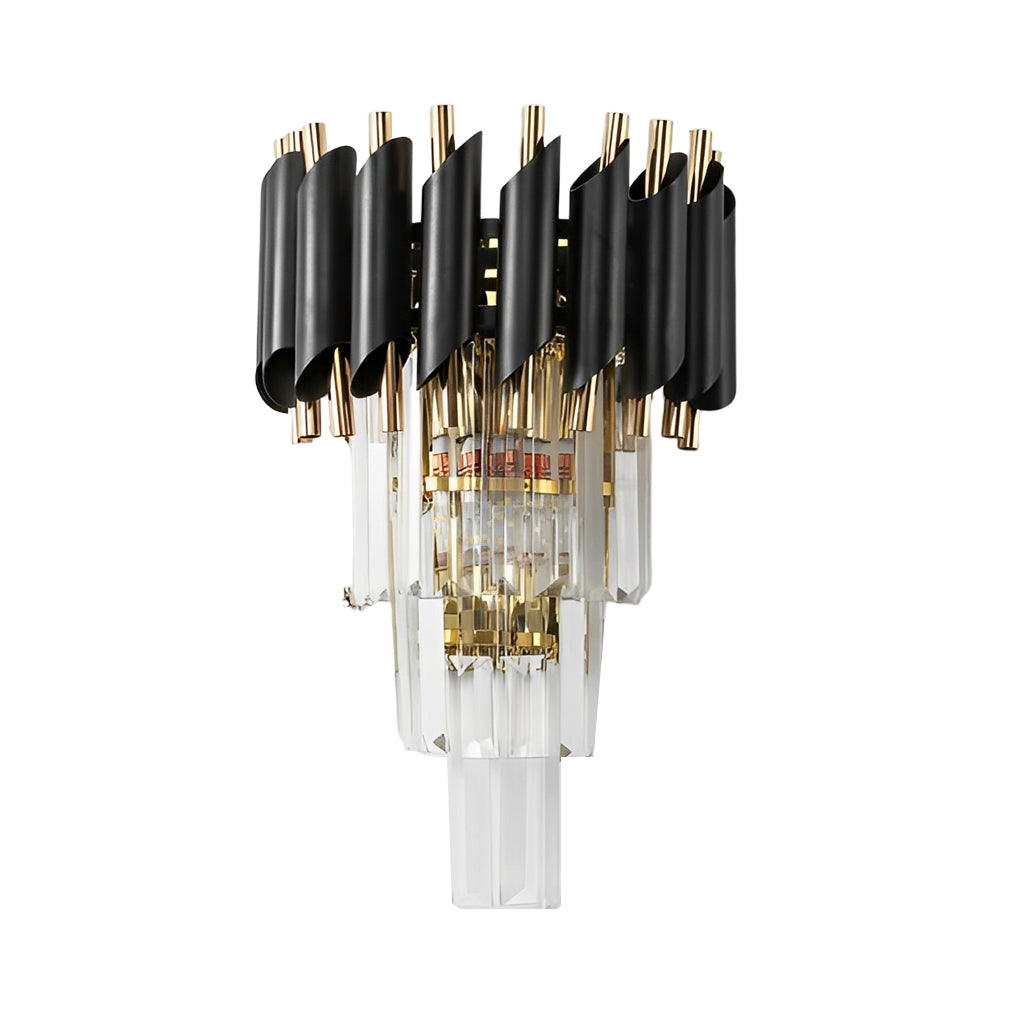 Luxury Modern Crystal Wall Sconce Gold and Black Hardware LED Light Fixture for Bedroom