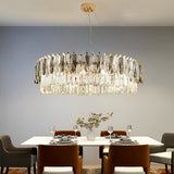 Luxury Modern Gold Crystal Chandelier Round Double Layer Tiered Ceiling Light Fixture