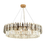 Luxury Modern Gold Crystal Chandelier Round Double Layer Tiered Ceiling Light Fixture