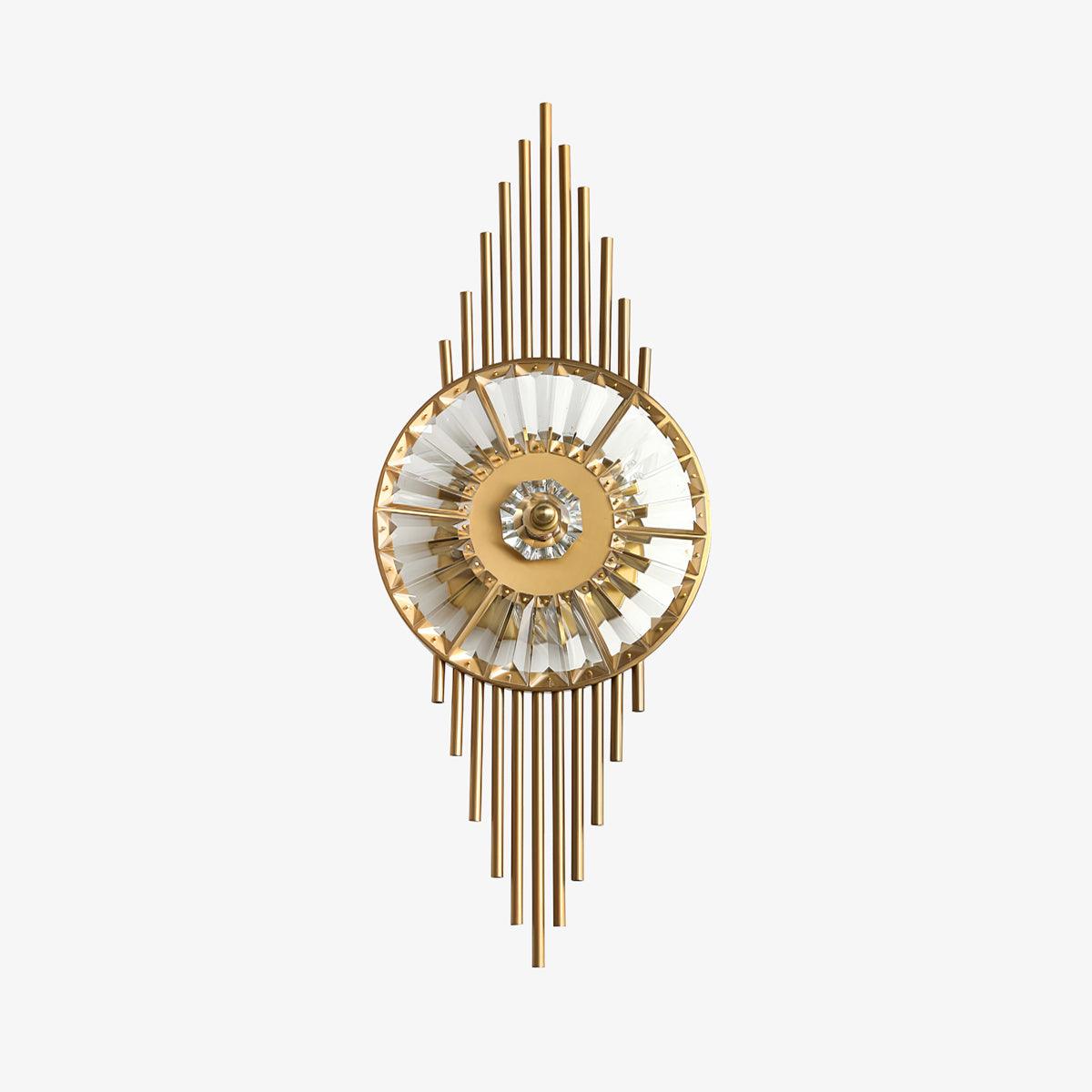 Luxury Modern Gold Wall Sconce with Gear Patterned Crystal Glass Shade and Stainless Steel Body