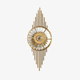 Luxury Modern Gold Wall Sconce with Gear Patterned Crystal Glass Shade and Stainless Steel Body