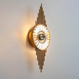 Luxury Modern Gold Wall Sconce with Gear Patterned Crystal Glass Shade and Stainless Steel Body