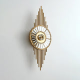 Luxury Modern Gold Wall Sconce with Gear Patterned Crystal Glass Shade and Stainless Steel Body