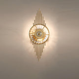 Luxury Modern Gold Wall Sconce with Gear Patterned Crystal Glass Shade and Stainless Steel Body