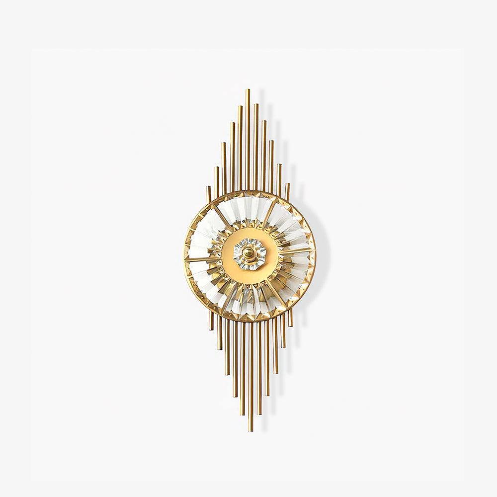Luxury Modern Gold Wall Sconce with Gear Patterned Crystal Glass Shade and Stainless Steel Body