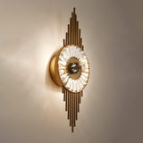 Luxury Modern Gold Wall Sconce with Gear Patterned Crystal Glass Shade and Stainless Steel Body