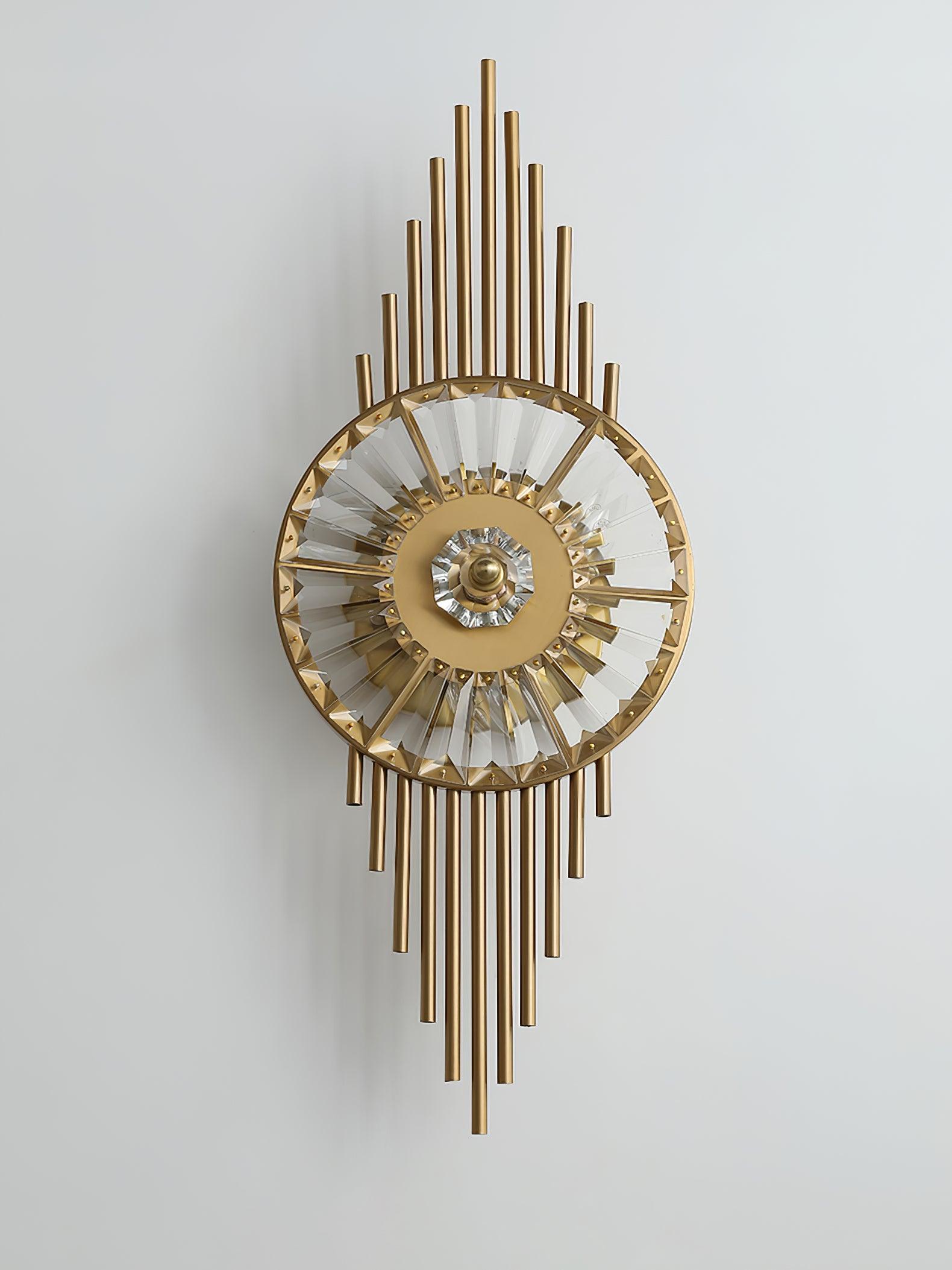 Luxury Modern Gold Wall Sconce with Gear Patterned Crystal Glass Shade and Stainless Steel Body