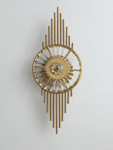 Luxury Modern Gold Wall Sconce with Gear Patterned Crystal Glass Shade and Stainless Steel Body