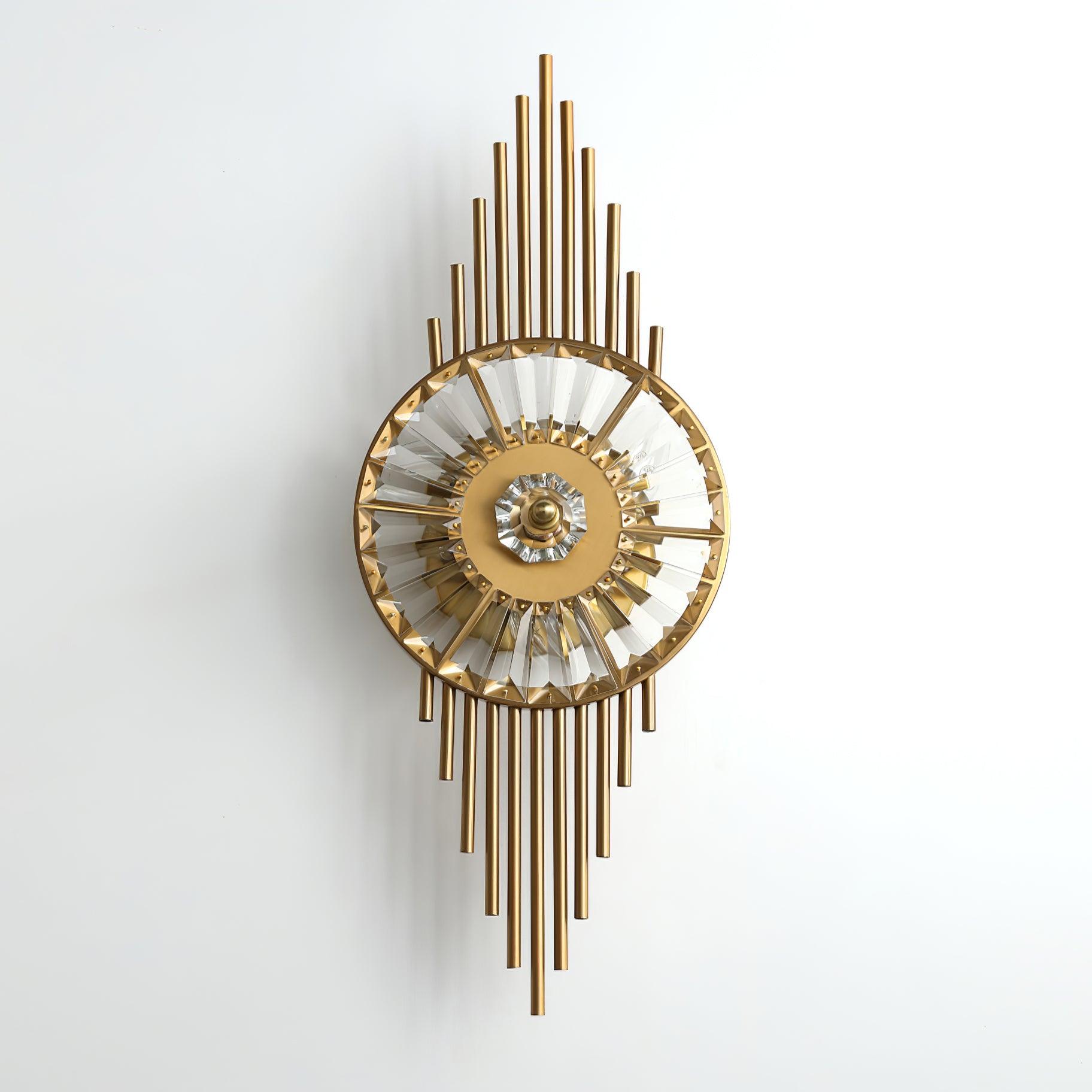 Luxury Modern Gold Wall Sconce with Gear Patterned Crystal Glass Shade and Stainless Steel Body