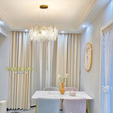 Luxury Modern Layered Engraved Glass Chandelier Gold Round Pendant Light