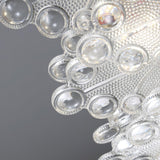 Luxury Modern Layered Engraved Glass Chandelier Gold Round Pendant Light