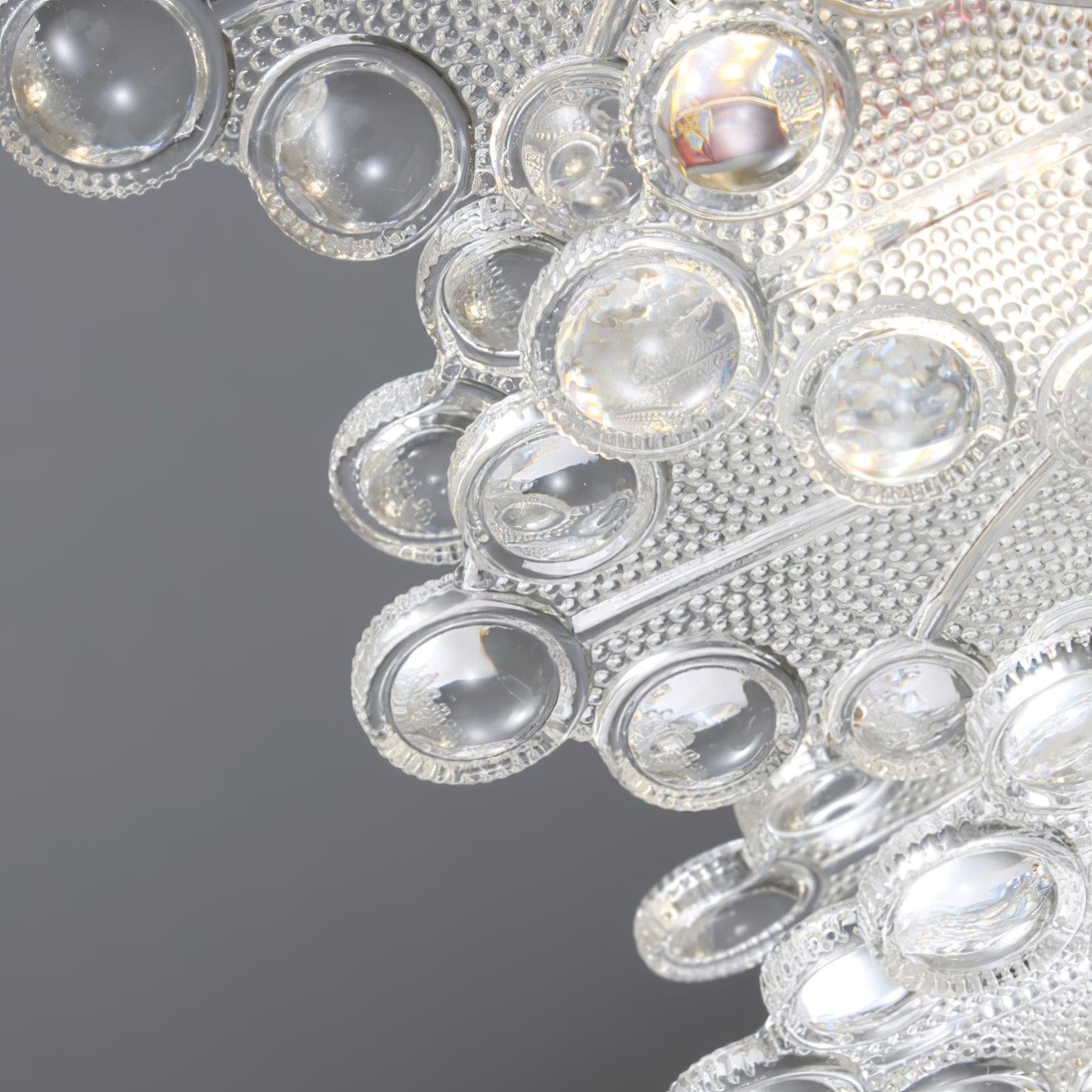 Luxury Modern Layered Engraved Glass Chandelier Gold Round Pendant Light
