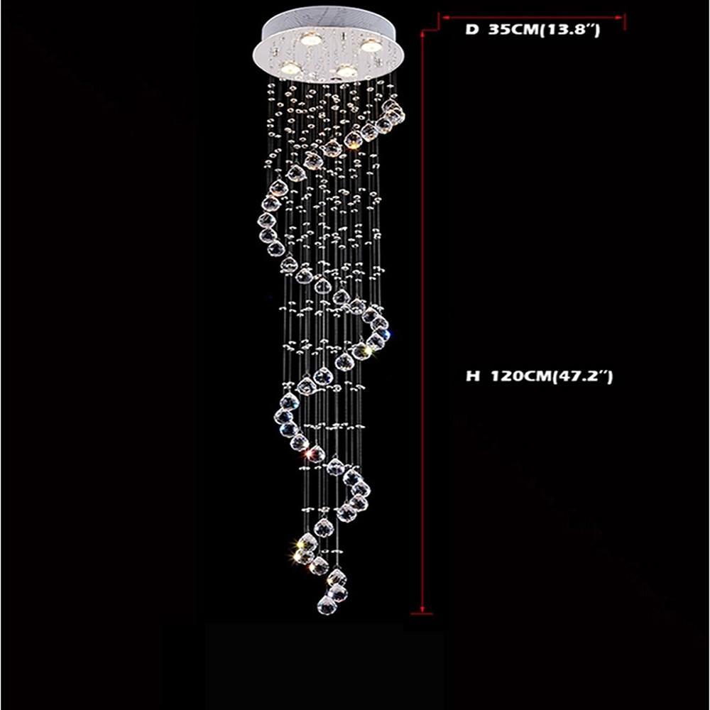 Luxury Modern Spiral Crystal Chandelier LED Electroplated Metal Ceiling Light Fixture