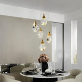 Luxury Modern Spiral Crystal Staircase Chandelier Gold Electroplated Metal Light for High Ceiling Foyer