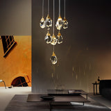 Luxury Modern Spiral Crystal Staircase Chandelier Gold Electroplated Metal Light for High Ceiling Foyer