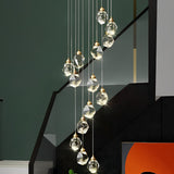 Luxury Modern Spiral Crystal Staircase Chandelier Gold Electroplated Metal Light for High Ceiling Foyer