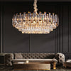 Luxury Multi Tier Crystal Chandelier Modern Gold Electroplated Metal Pendant Ceiling Light