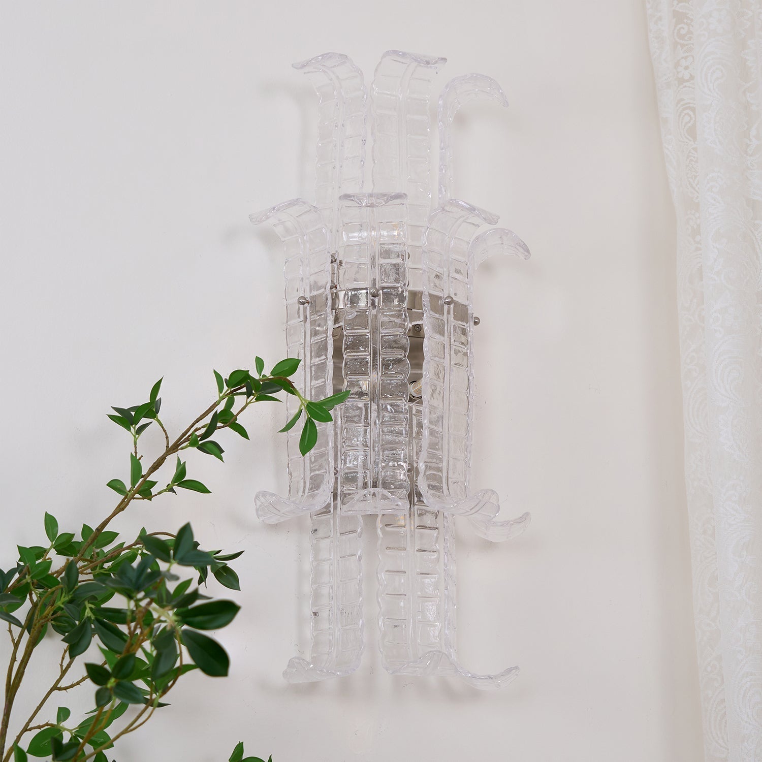 Luxury Murano Glass Textured Wall Sconce Modern Chrome Indoor Lighting Fixture