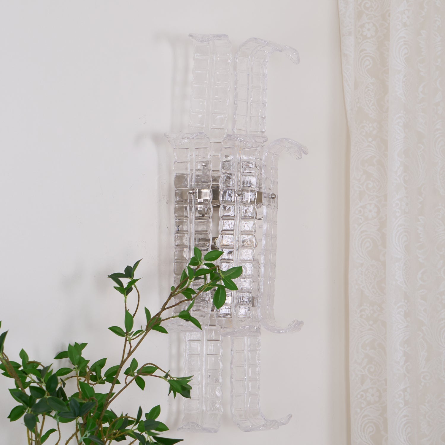 Luxury Murano Glass Textured Wall Sconce Modern Chrome Indoor Lighting Fixture