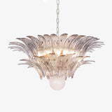 Luxury Murano Palmette Transparent Glass Chandelier Handcrafted Pendant Lighting Fixture