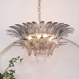 Luxury Murano Palmette Transparent Glass Chandelier Handcrafted Pendant Lighting Fixture